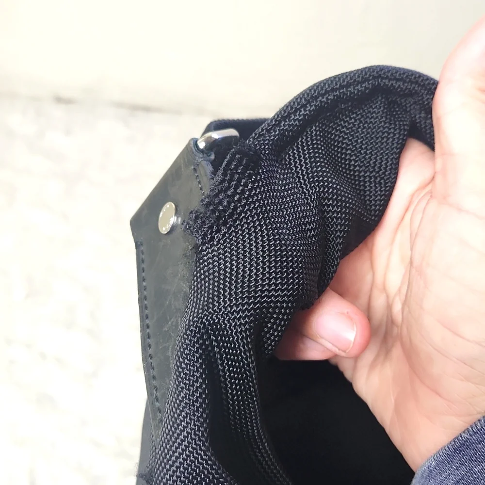 Tumi fold over nylon/leather messenger bag briefcase carryall black